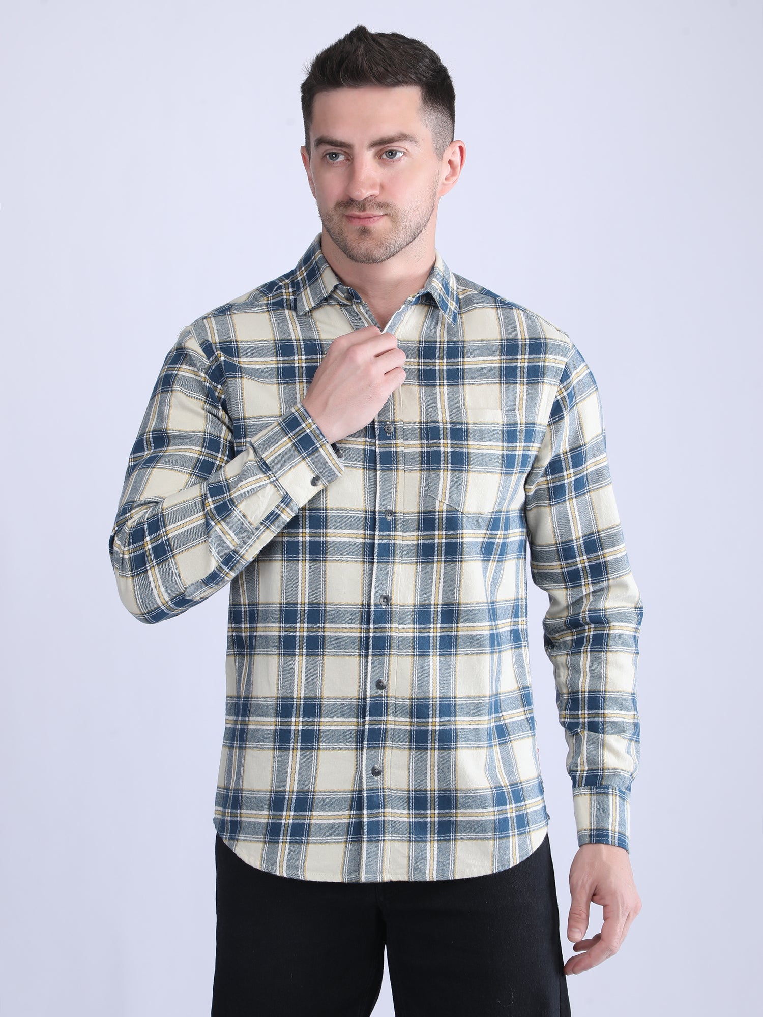 Regular Fit  Brushing Checks Shirt