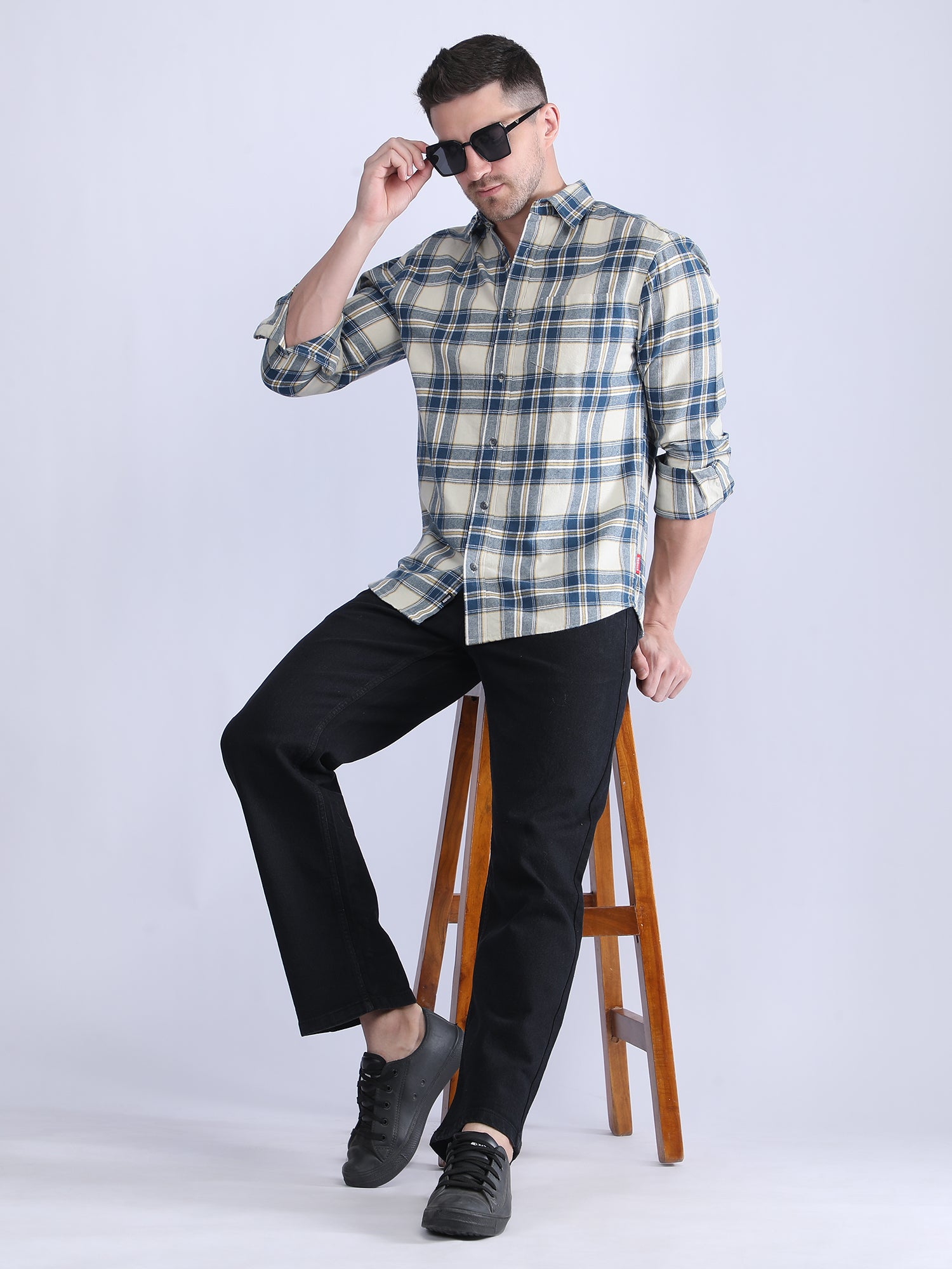 Regular Fit  Brushing Checks Shirt