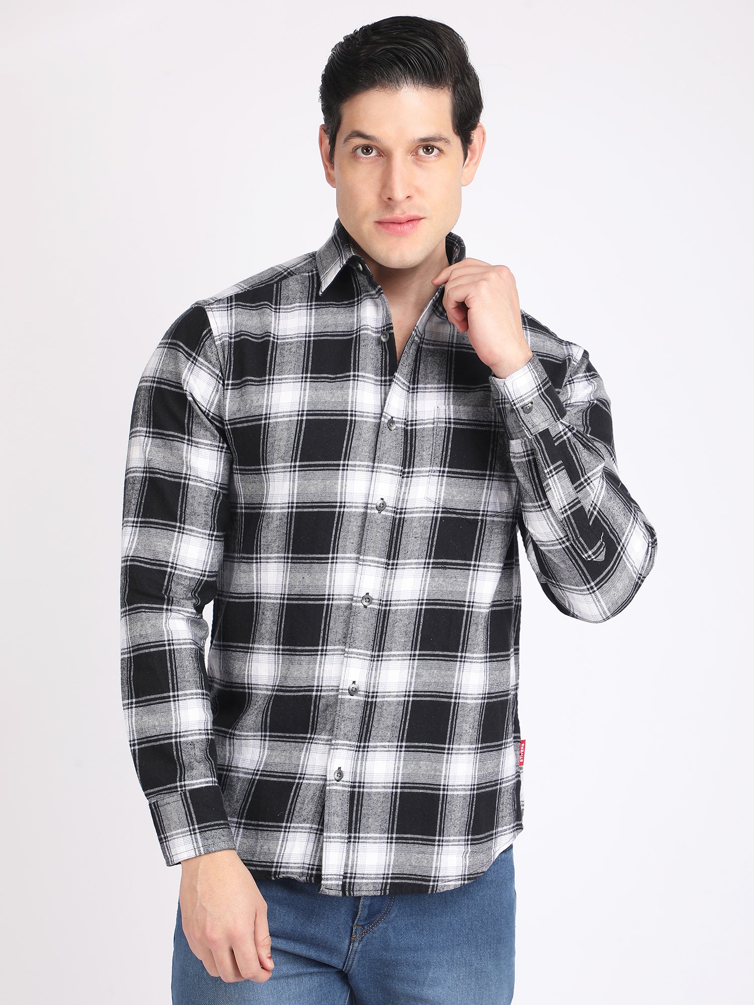 Regular Fit  Brushing Checks Shirt