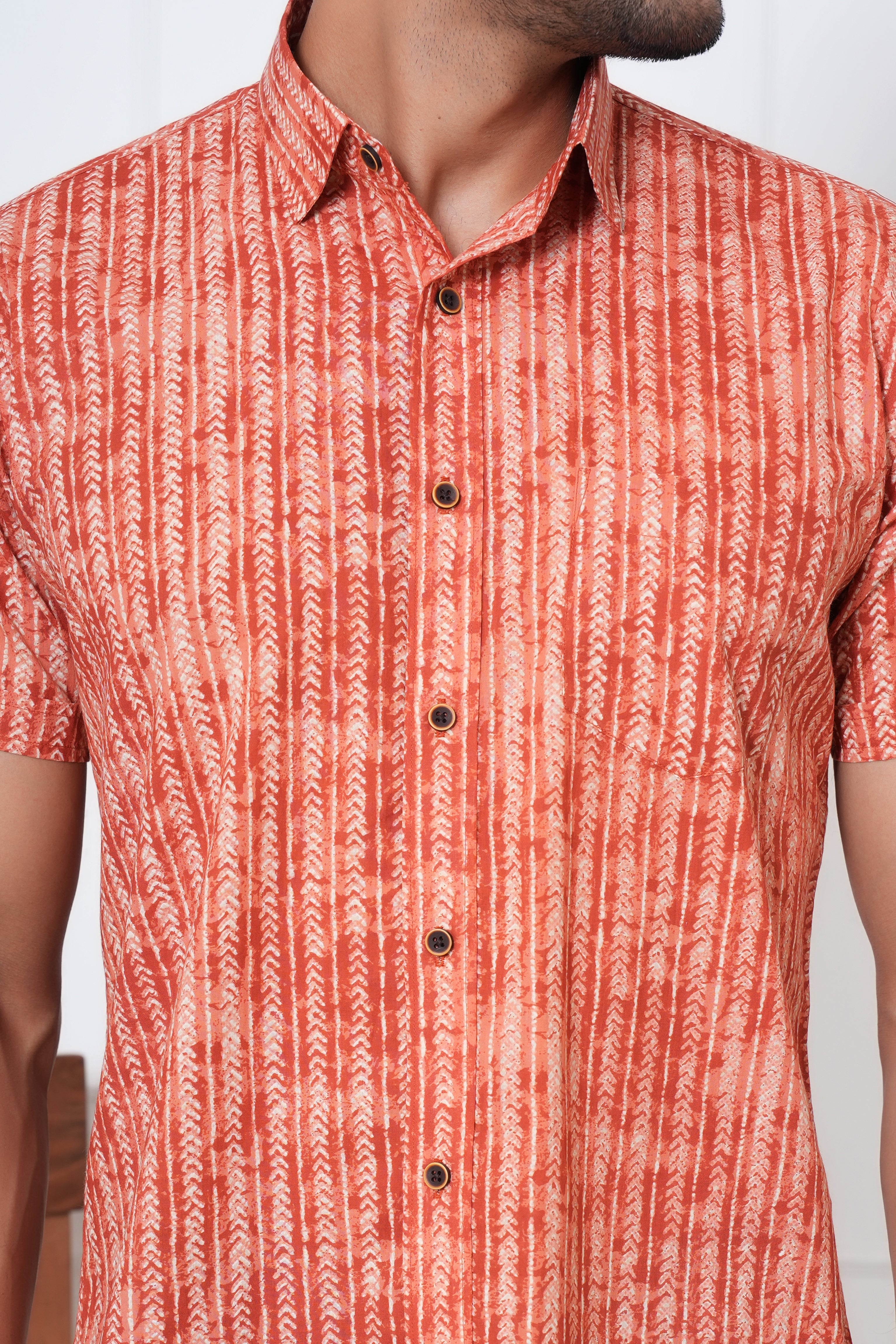 Cambric Fabric Men Half Shirt