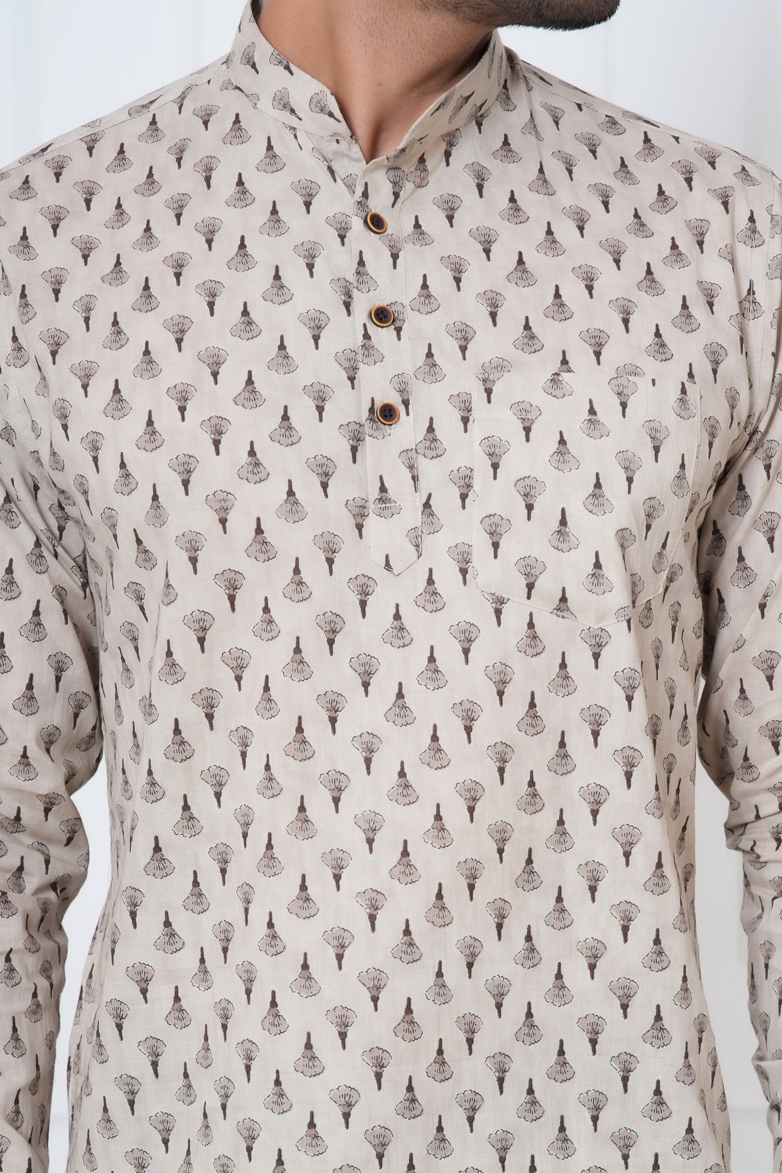 Cambric Fabric Men Short Kurta