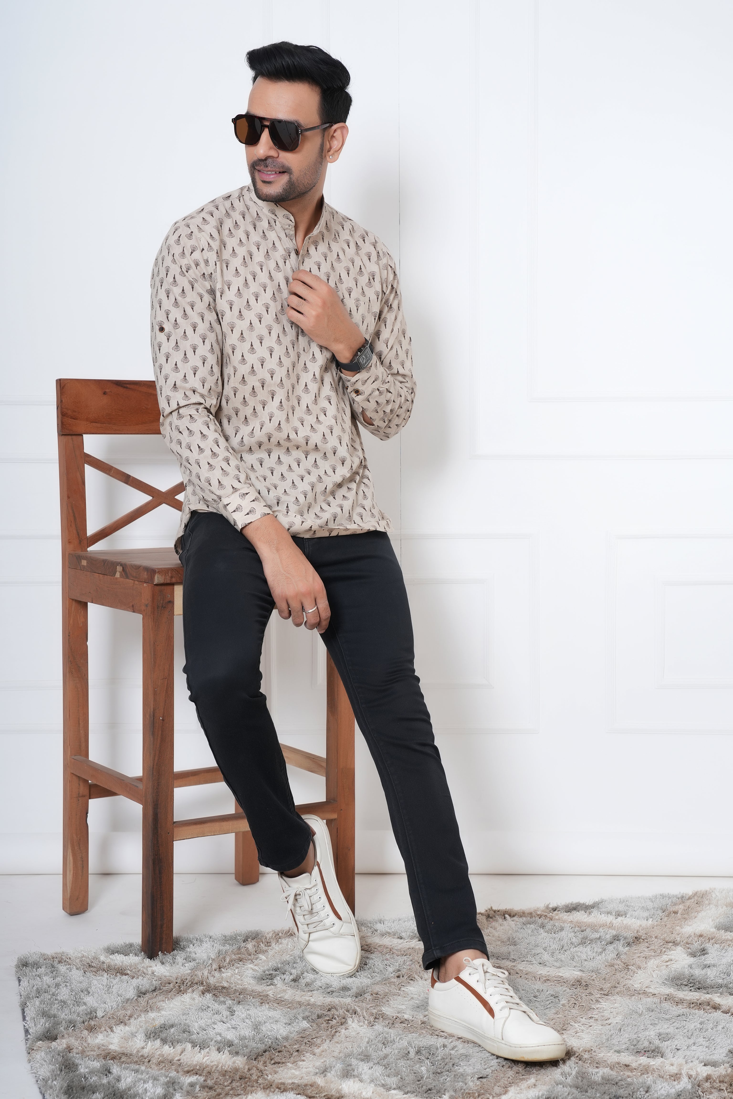 Cambric Fabric Men Short Kurta