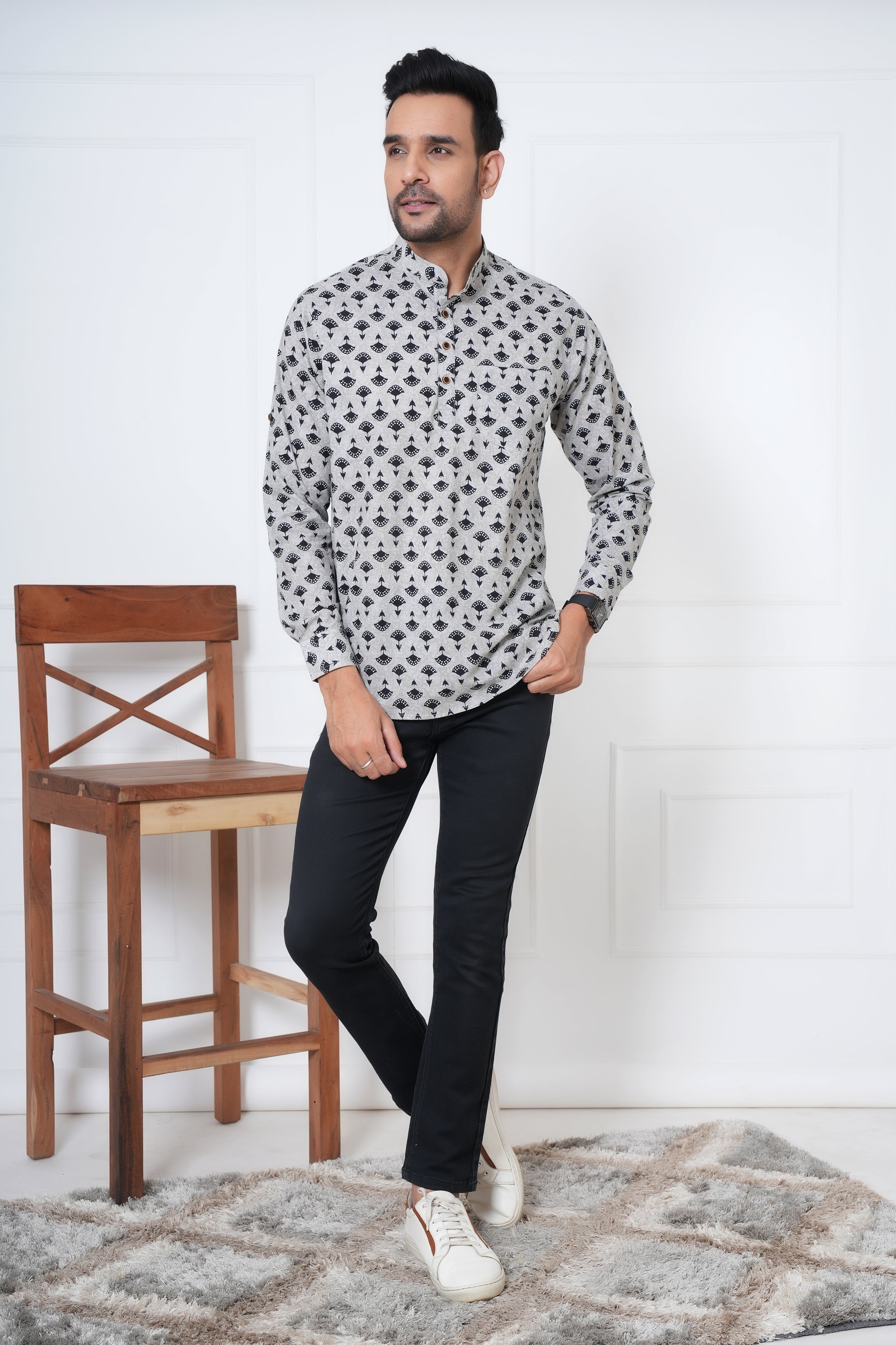 Cambric Fabric Men Short Kurta