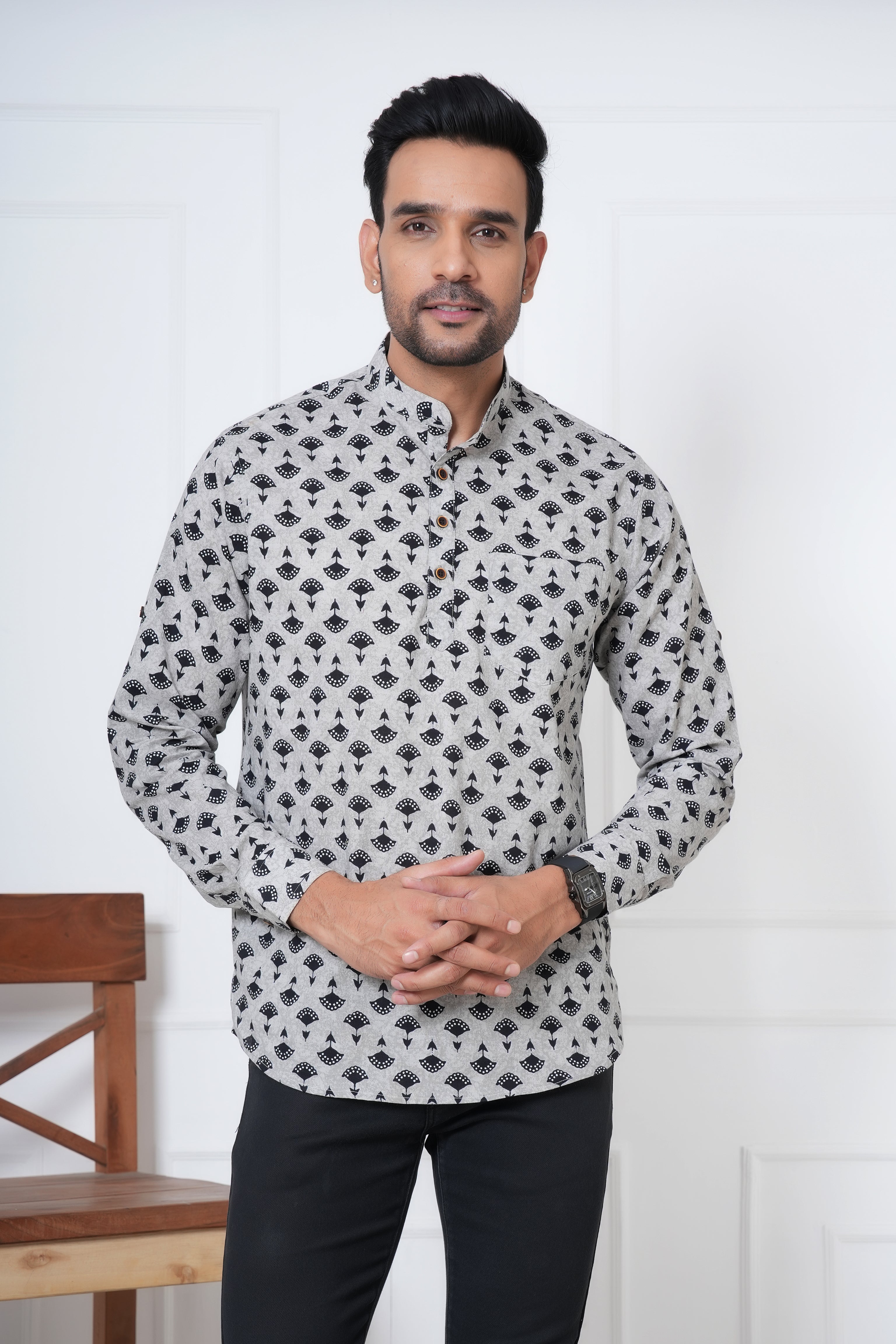 Cambric Fabric Men Short Kurta