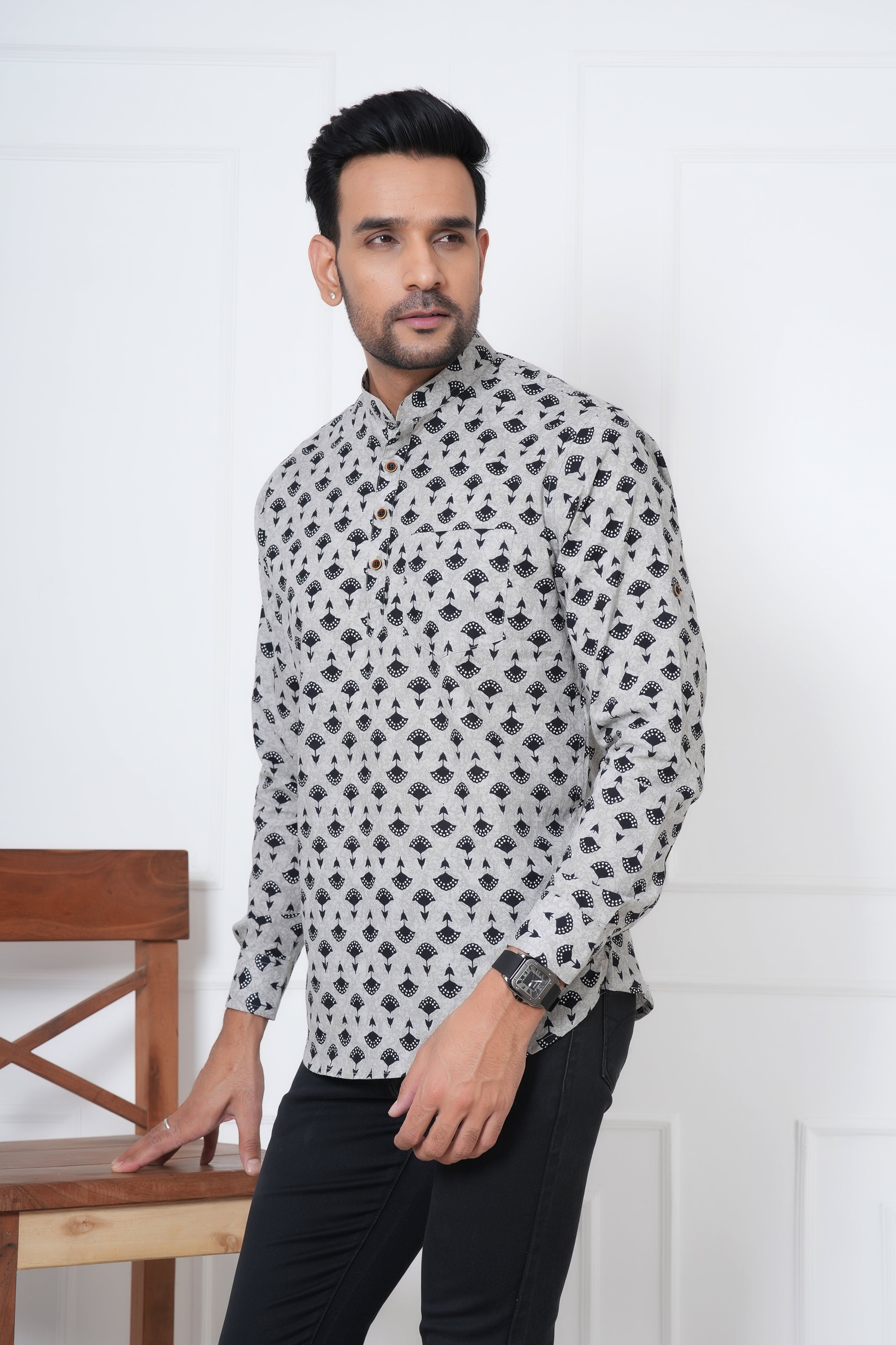 Cambric Fabric Men Short Kurta