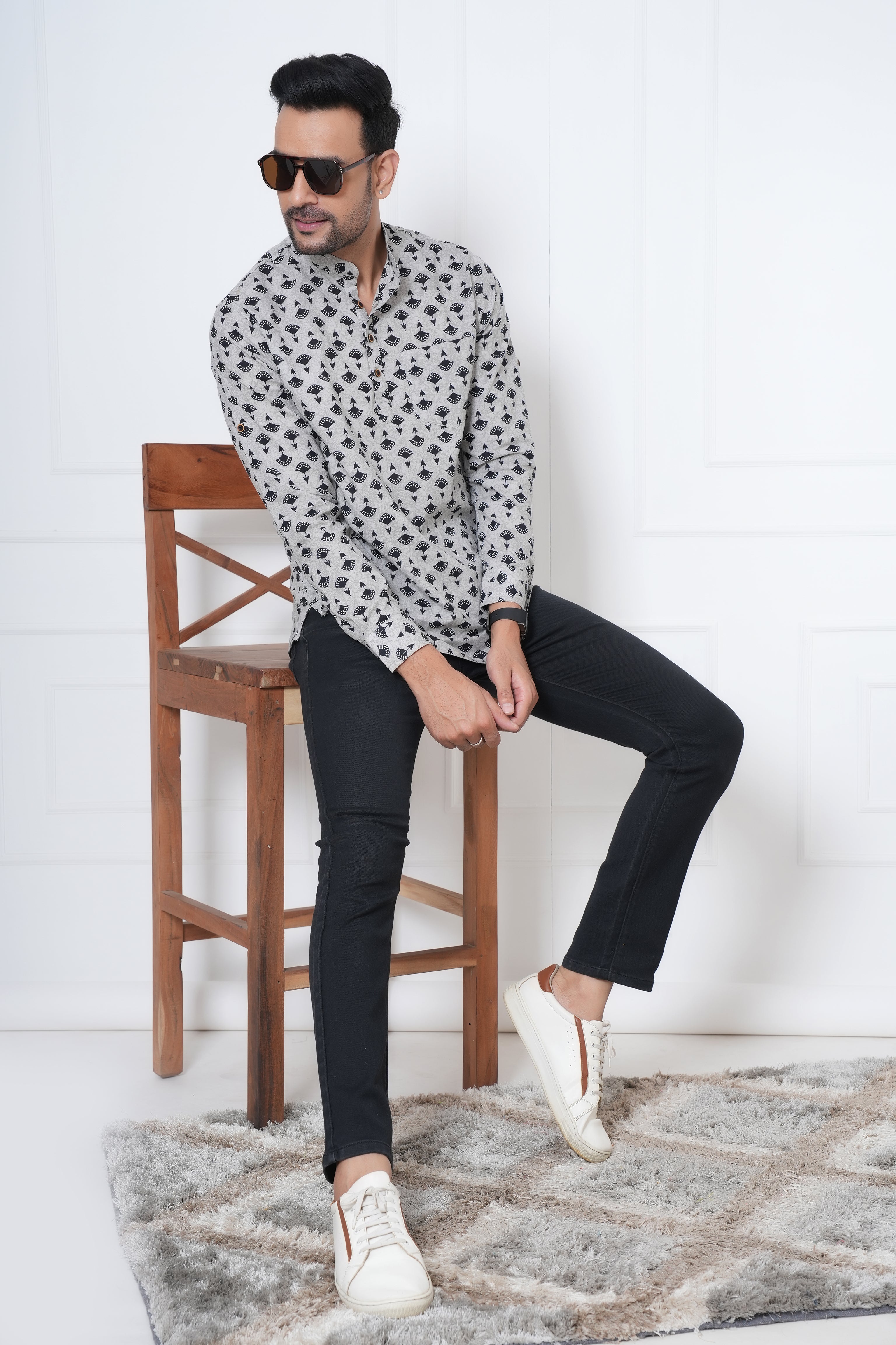 Cambric Fabric Men Short Kurta