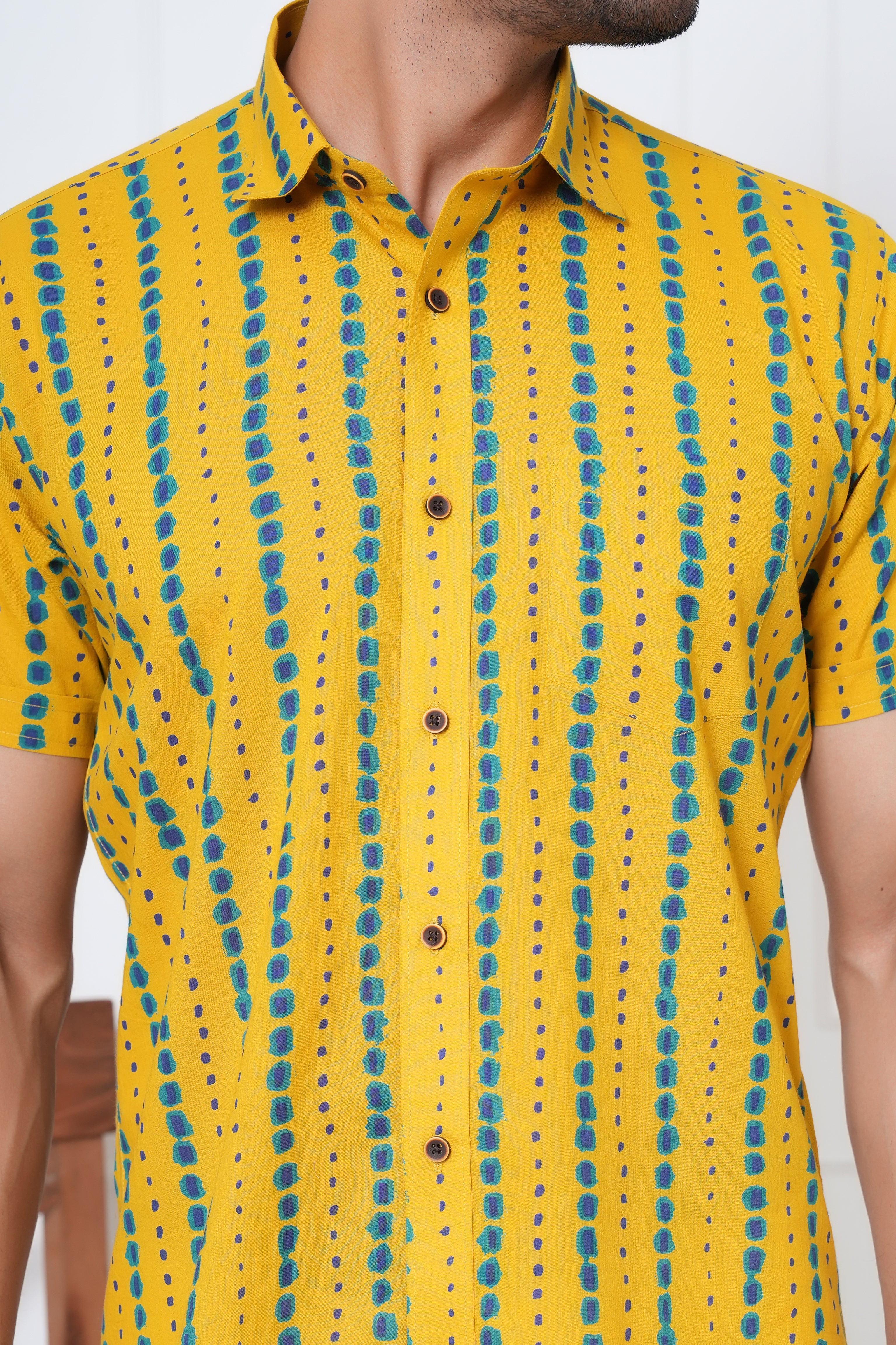 Cambric Fabric Men Half Shirt