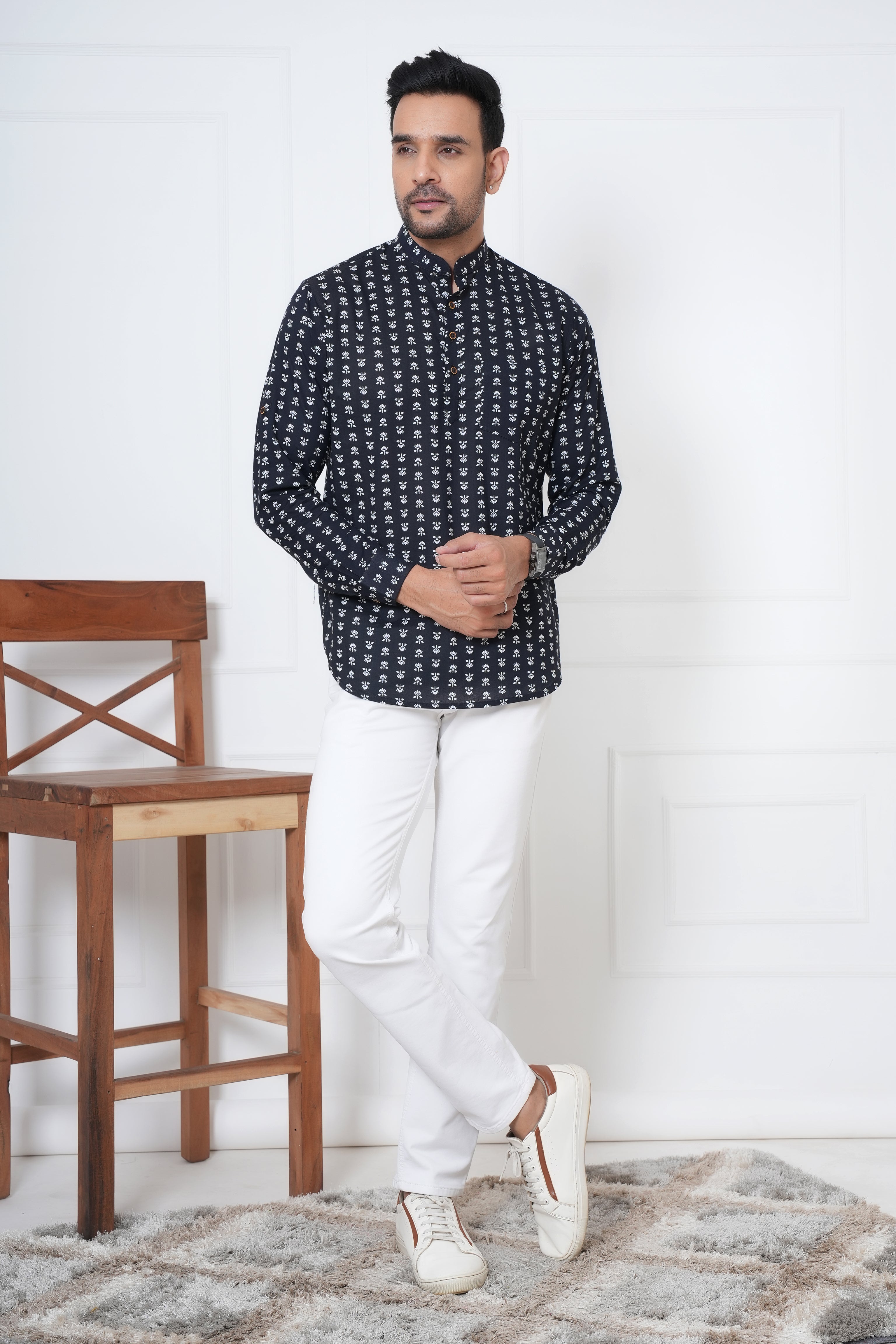 Cambric Fabric Men Short Kurta