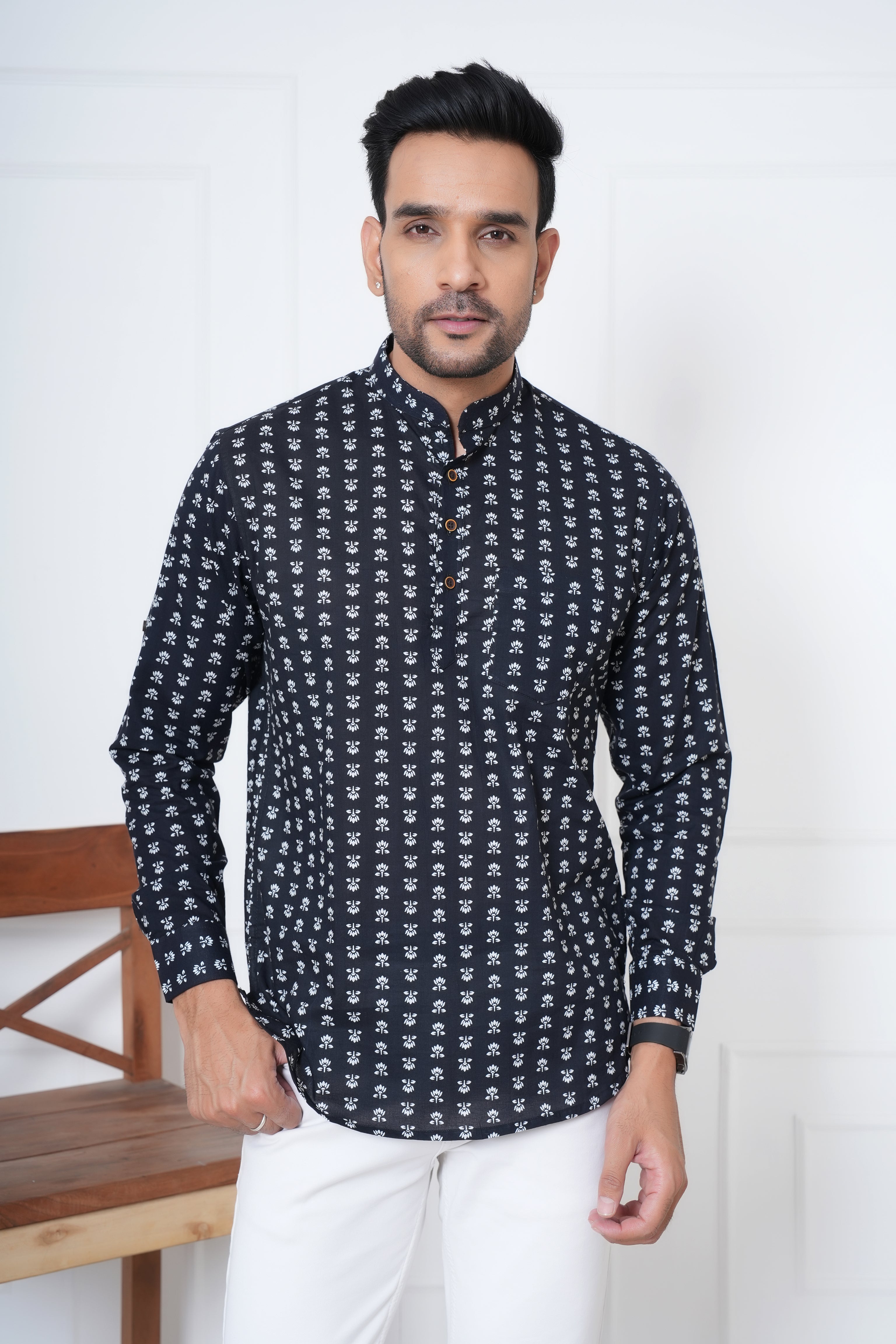 Cambric Fabric Men Short Kurta