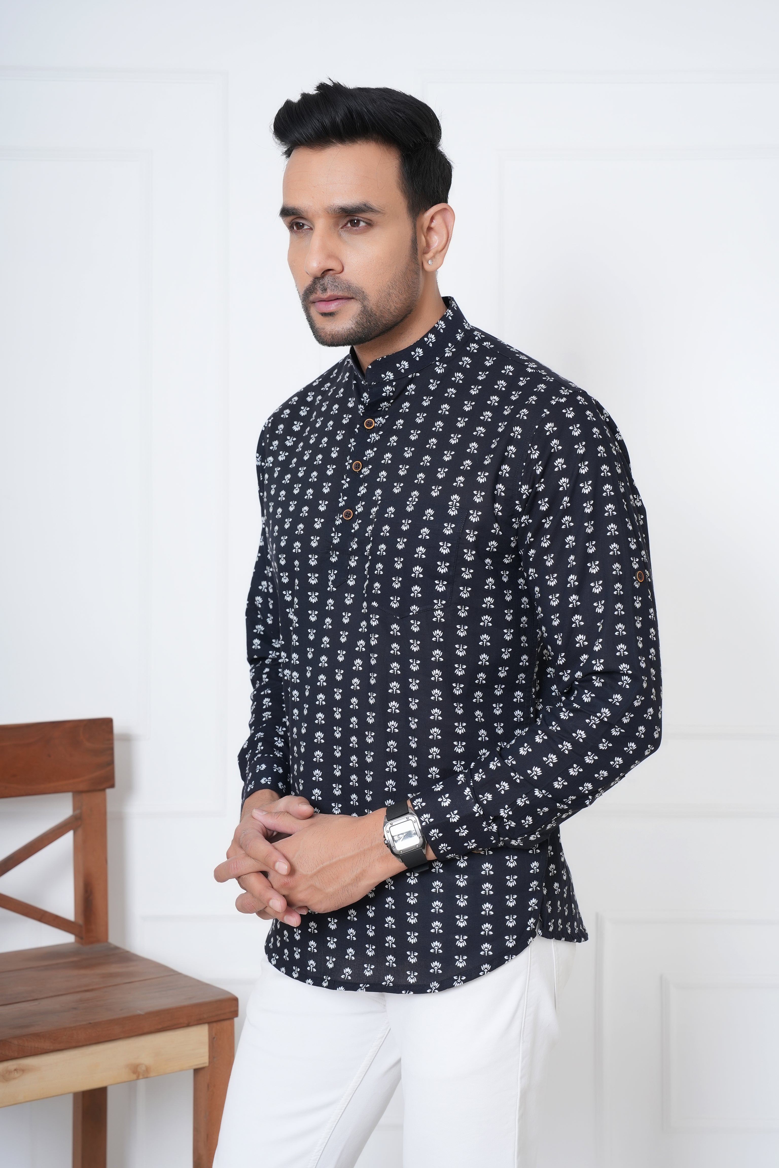 Cambric Fabric Men Short Kurta