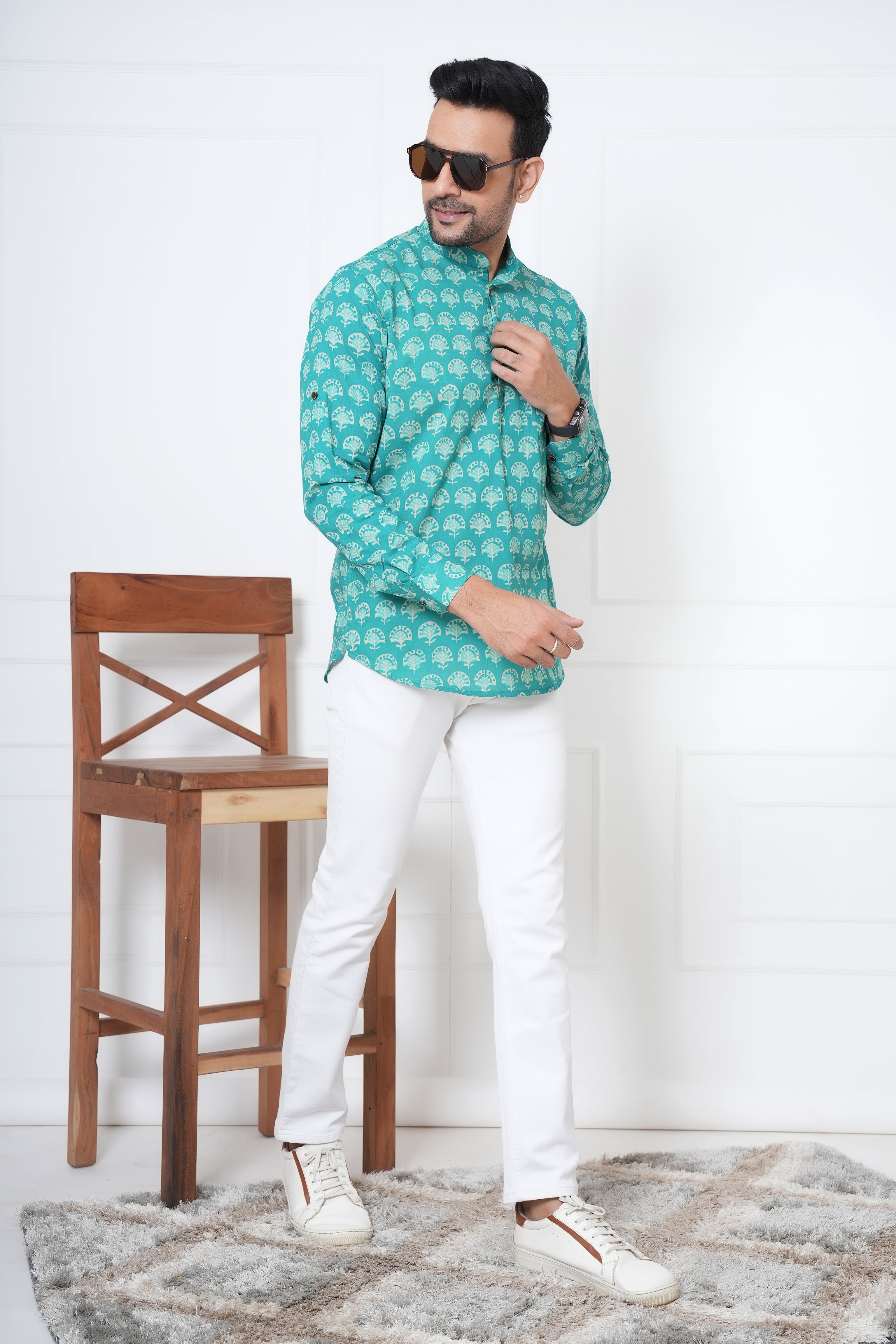 Cambric Fabric Men Short Kurta