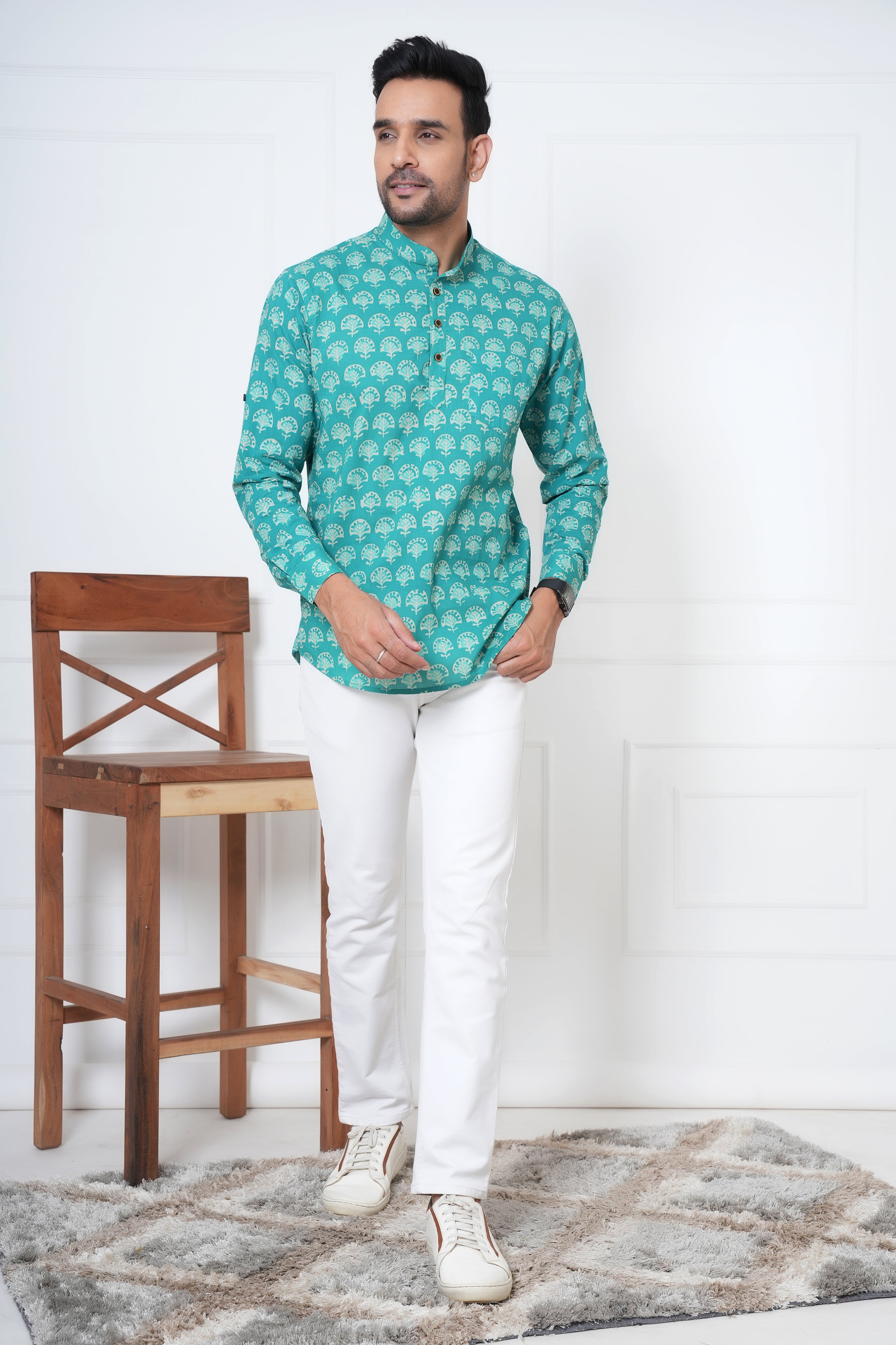 Cambric Fabric Men Short Kurta